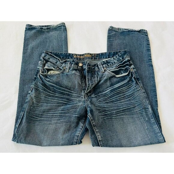 Machine Denim - Machine Womens Straight Jeans Blue Denim Mid Rise Medium Wash 5 Pocket Size 32